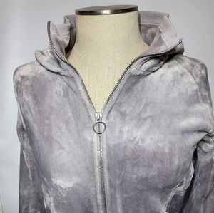 Athleta‎ Velour Front Zipper Light Gray Hoodie Jacket XS